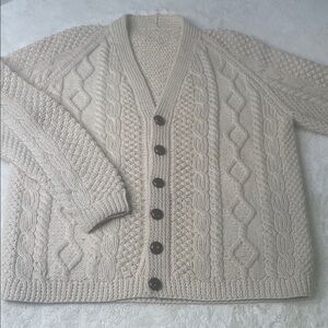 Handmade Aran Wool Fisherman Cable Knit Cardigan